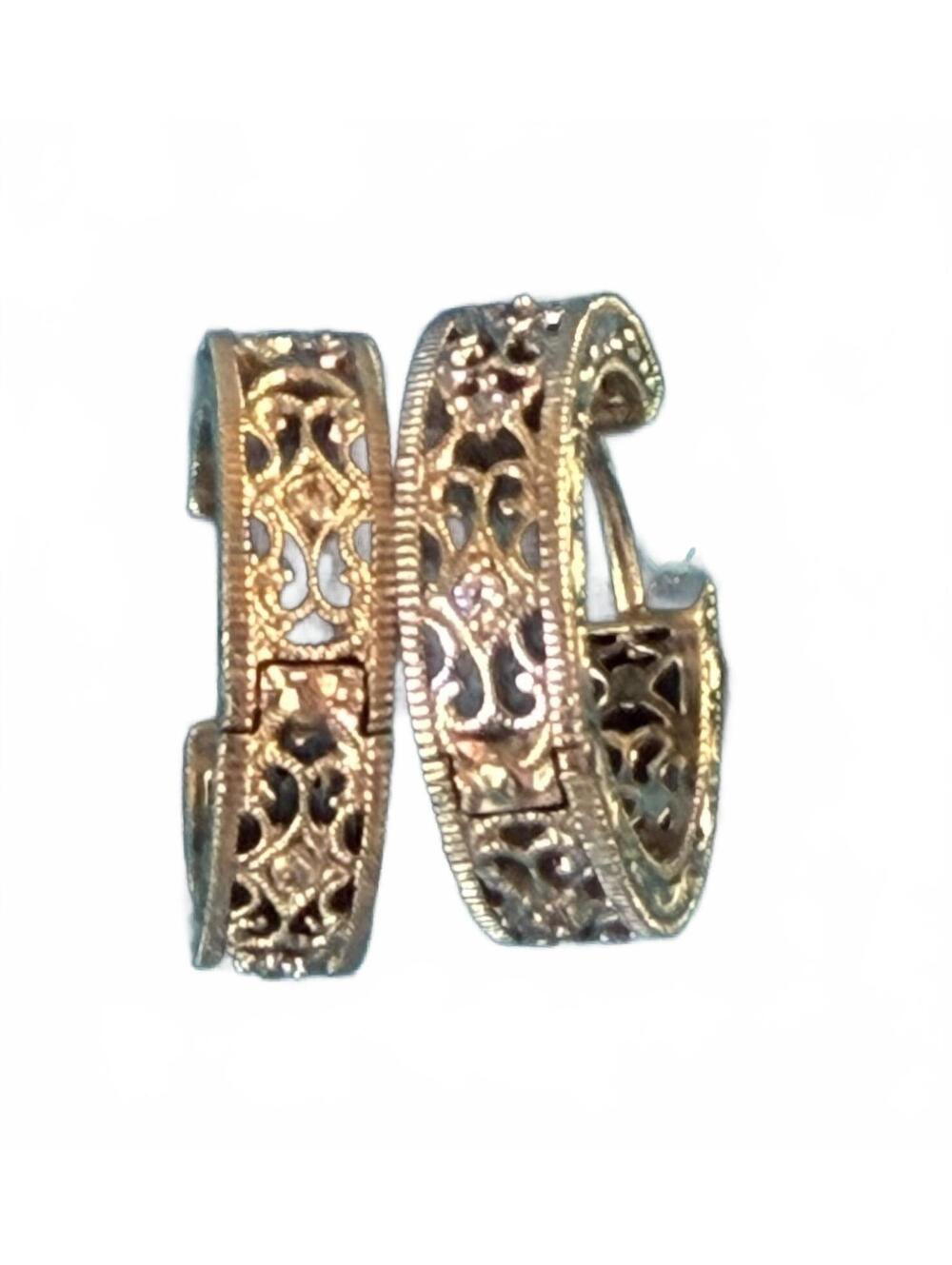 EUC Tacori IV Epiphany 925 Sterling Silver CZ Filigree Scroll Hoop Earrings